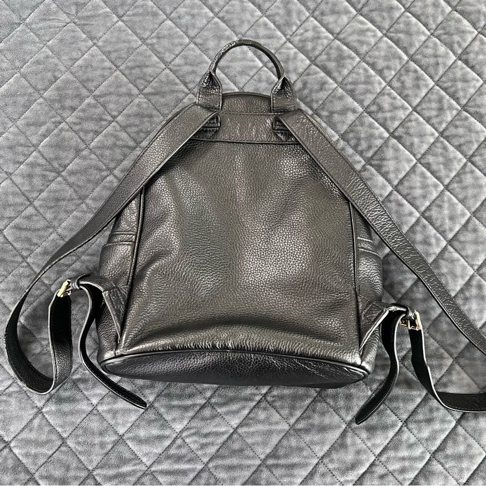 Michael Kors Backpack Women Studded Leather Backpack Black Gold Medium - Picture 6 of 13